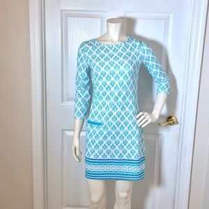Cabana Life 50+UV PROTECTION blue and white shift dress size Small NWT!!!!